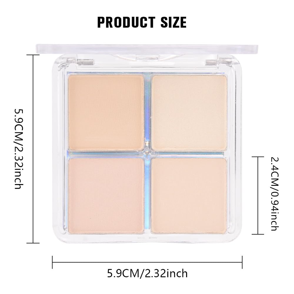 4 Colors Light Beige Nude Pink Ivory Eye Shadow Powder Palette Makeup, Neutral Matte Shimmer Cream Quad Eyeshadow Palette for Women Highly Pigmented Waterproof, paleta de sombras de ojos, Vegan