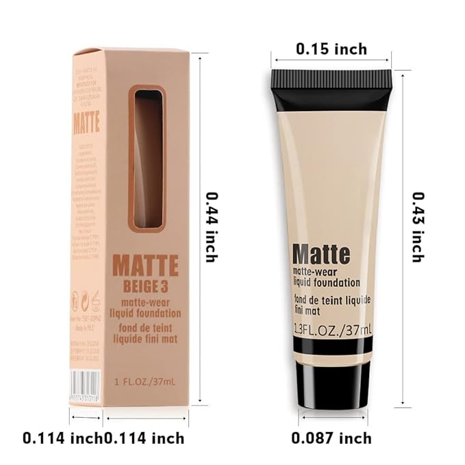 1 Pack Liquid Foundation Cream for Face Makeup,Durable Full Coverage Matte Concealer Make Up,Oil Control & Waterproof Base Primer -1 Fl.Oz-BEIGE 4#