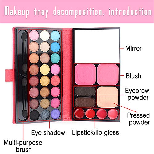 Cosmetic Make up Palette Set Kit, 24 Colors Eyeshadow/Lip Glosses/Eyebrow Powder/Blushers/Pressed Powder/Mirror/Brushes, All-in-One Makeup Gift Set for Teens Girls Beginners Pros