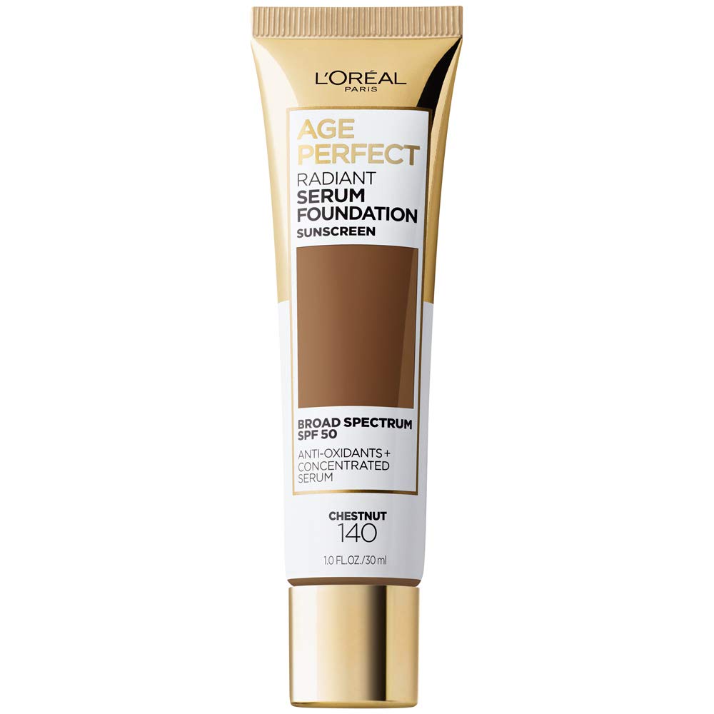 L'Oreal Paris Age Perfect Radiant Serum Foundation with SPF 50, Chestnut, 1 Ounce
