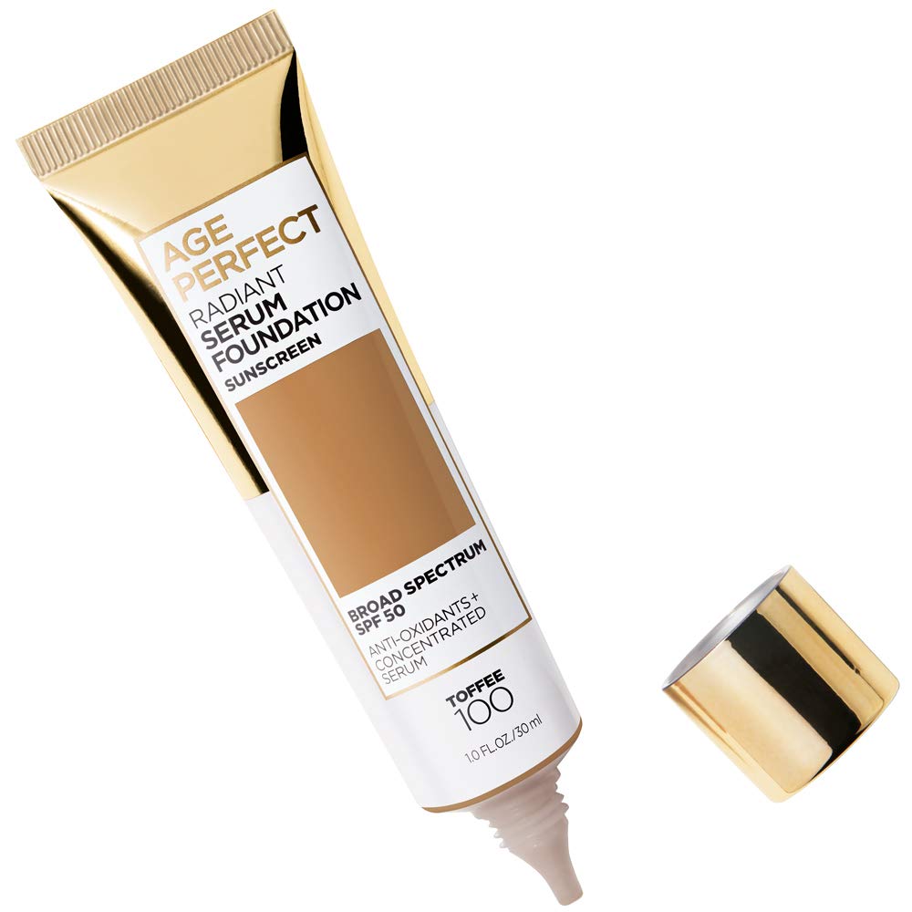 L'Oreal Paris Age Perfect Radiant Serum Foundation with SPF 50, Toffee, 1 Ounce