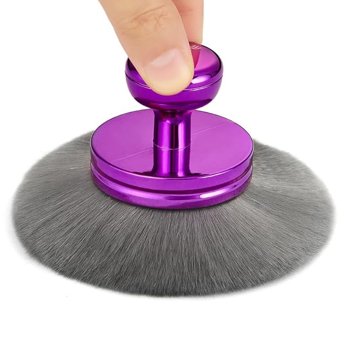 Extra Large Kabuki Brush Set for Body and Face Foundation & Makeup,Multi-functional,Mix bronze self-tanning applicator, wide round head, Great gift for women with Velvet bag(Purple 2pcs)