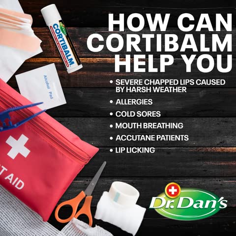 Dr. Dan's Cortibalm- 3 Pack- for Dry Cracked Lips - Healing Lip Balm for Severely Chapped Lips - Designed for Men, Women and Children