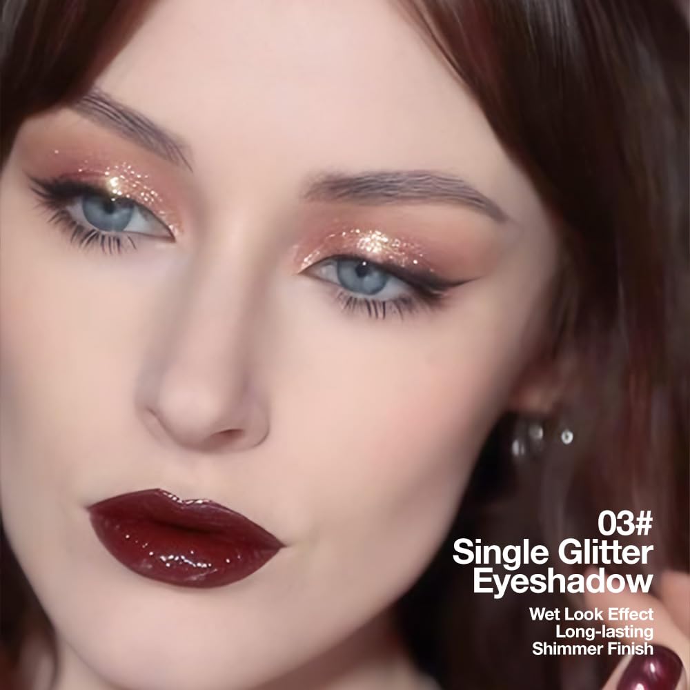 Glitter Shimmer Sparkle Eye Shadow Palette Makeup for Women, Shimmer Rose Gold Glitter Metallic Holographic Iridescent Cream Iridescent Single Monochrome Eyeshadow Makeup