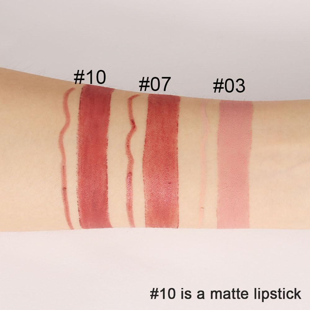 evpct 1Pcs Light Brown Lip Liner and Lipstick Set Kit for Women Matte Lips Kit with Lip Liner Lip Stains Long Lasting Waterproof 24 Hour Lipstick and Lip Liners Combo Lipliners Pencil Set 10#