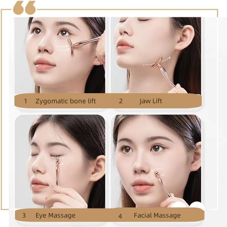 2 Pieces Eye Cream Applicator Facial Roller Massage Tool, Eye Massage Stick for Women, for Facial Massage, Eliminate Eye Fatigue, (Rose Gold) Gift for Women, Clear