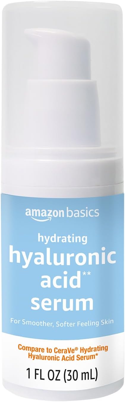 Amazon Basics Hydrating Hyaluronic Acid Serum, 1 Fluid Ounce, 1-Pack