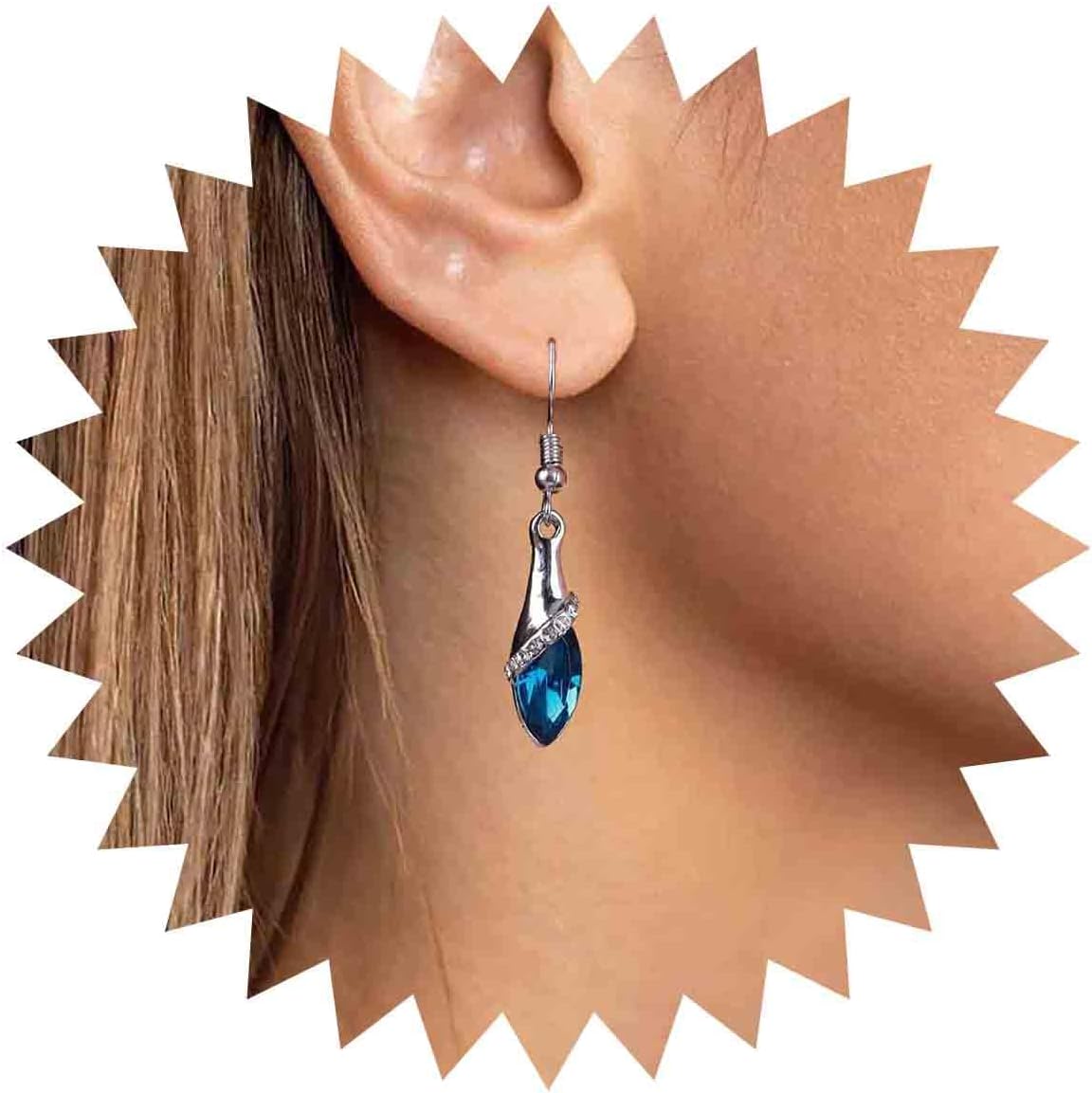 Bohemia Sapphire Drop Earrings Blue Crystal Dangle Hook Earrings Long Cz Blue Rhinestone Earrings Bridal Sapphire Earrings Jewelry for Women Gifts