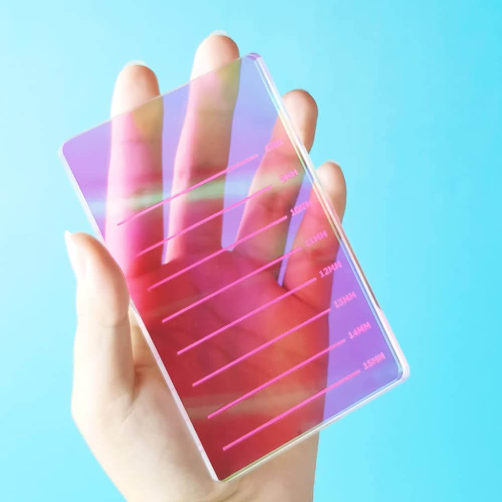 Grafting False Eyelash Acrylic Extension Pallet, Eyelash Extension Glue Tweezers Plate Pad Makeup Palette Individual Training Tools (Dazzling 4.72x2.95inch)