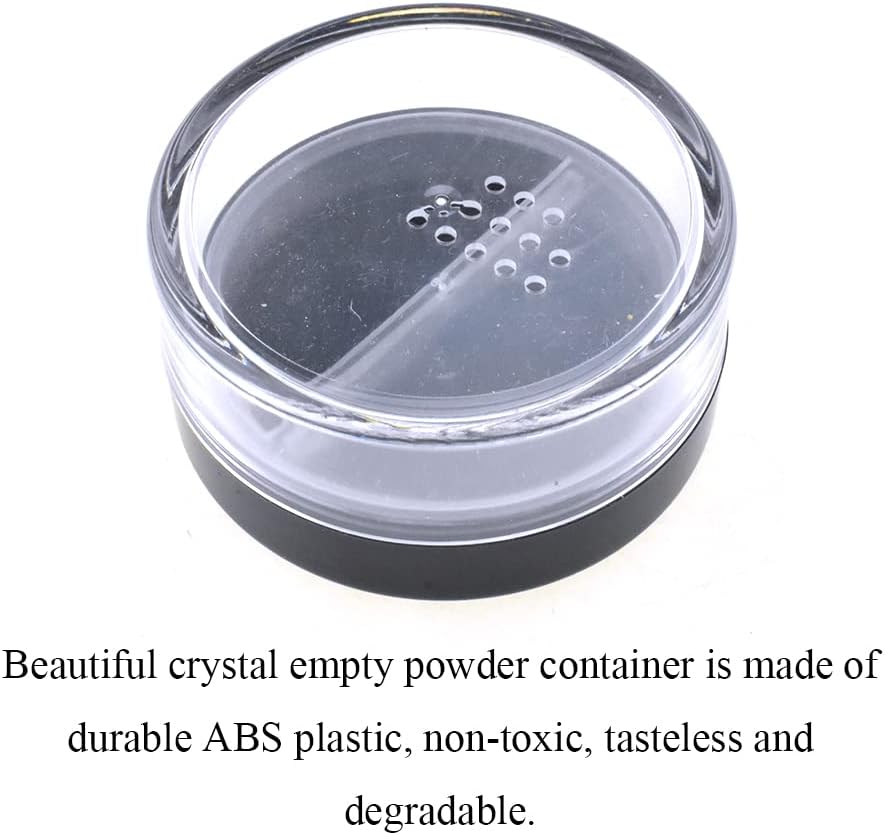 HAHIYO 3Pcs 20ml/0.68oz Plastic Empty Travel Compact Case Makeup Cosmetic Jar Refillable Powder Box No Leak Holder with Rotatable Sifter and Black Screw Lid