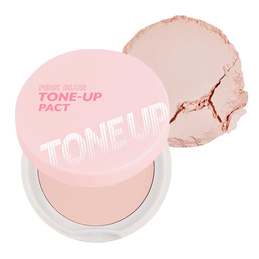 I'M MEME Compact - Tone-up Pact | Korean Pressed Setting Powder for Pink Blur Effect, with Calamine, Makeup Powder Foundation, Translucent Compact, Finishing Powder, Oil Control Face Powder, 0.35 Oz