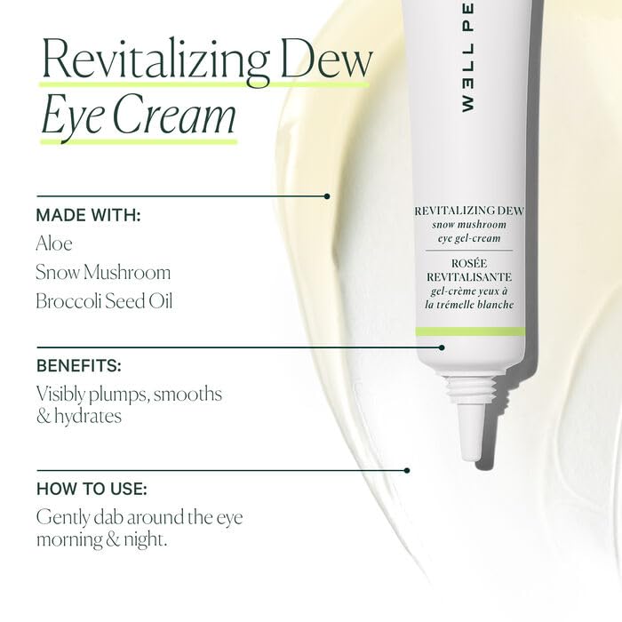 Well People Revitalizing Dew Snow Mushroom Eye Gel-Cream, Gel-based Eye Cream For Moisturizing Undereyes, Targets Fine Lines, Vegan & Cruelty-free