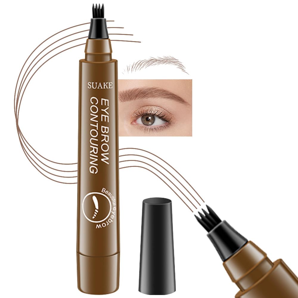 Kaely Eyebrow Pencils for Women, 4 Tip Magical Precise Waterproof Brow Pen, Microblading Eyebrow Contouring Pen, lapiz de cejas 3d Eye Brow Gel, 24h Smudge Proof,01 Light Brown