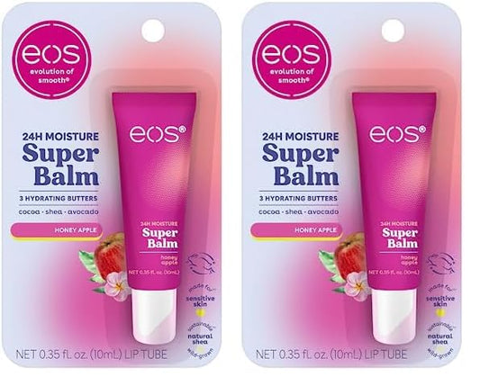 eos 24H Moisture Super Balm- Honey Apple, Lip Mask, Day or Night Lip Treatment, Made for Sensitive Skin, 0.35 fl oz (Pack of 2)