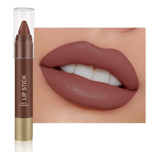 Matte Lipstick Crayon for Women, Nude Brown 24 Hour Lipstick Lip Liner Pencil, Neutral Lip Stick Lipliner Long Lasting Waterproof Smudge Proof, Vegan & Cruelty-Free, 03