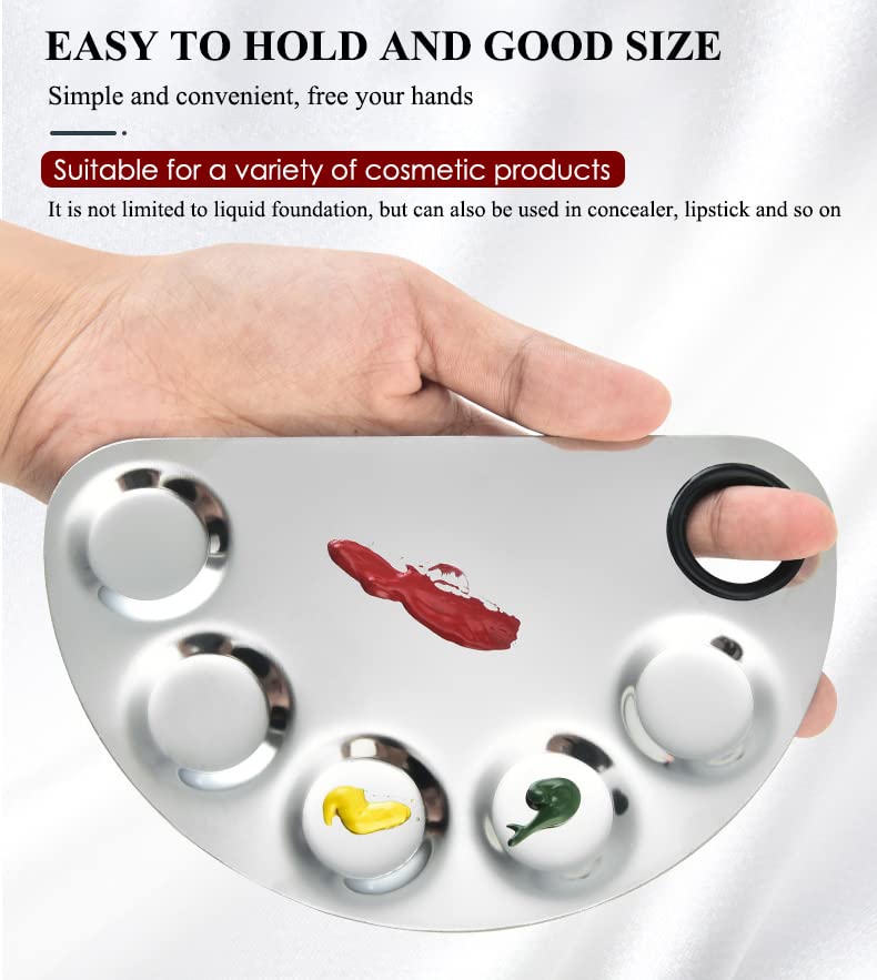 AKOAK Stainless Steel Beauty Palette, with Spatula Tool, Nail Art Makeup Palette, for Mixing Cosmetics/Nail Polish/Pigments