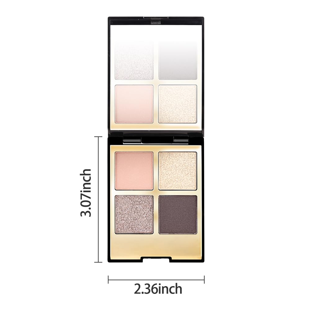 4 Colors Eyeshadow Makeup Palette,Nude Rose Gold Natural Neutral Nude Eye Shadow Palette with Mirror,Long Lasting Naturing-Looking,Waterproof,Travel Size