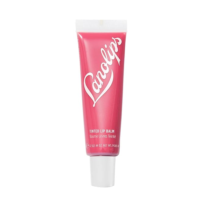 Lanolips Tinted Balm, Rhubarb - Moisturizing Lip Tint with Lanolin and Gloss for Shiny, Hydrated Lips - Hydrating Lip Balm for Dry Lips (12.5g / 0.44oz)