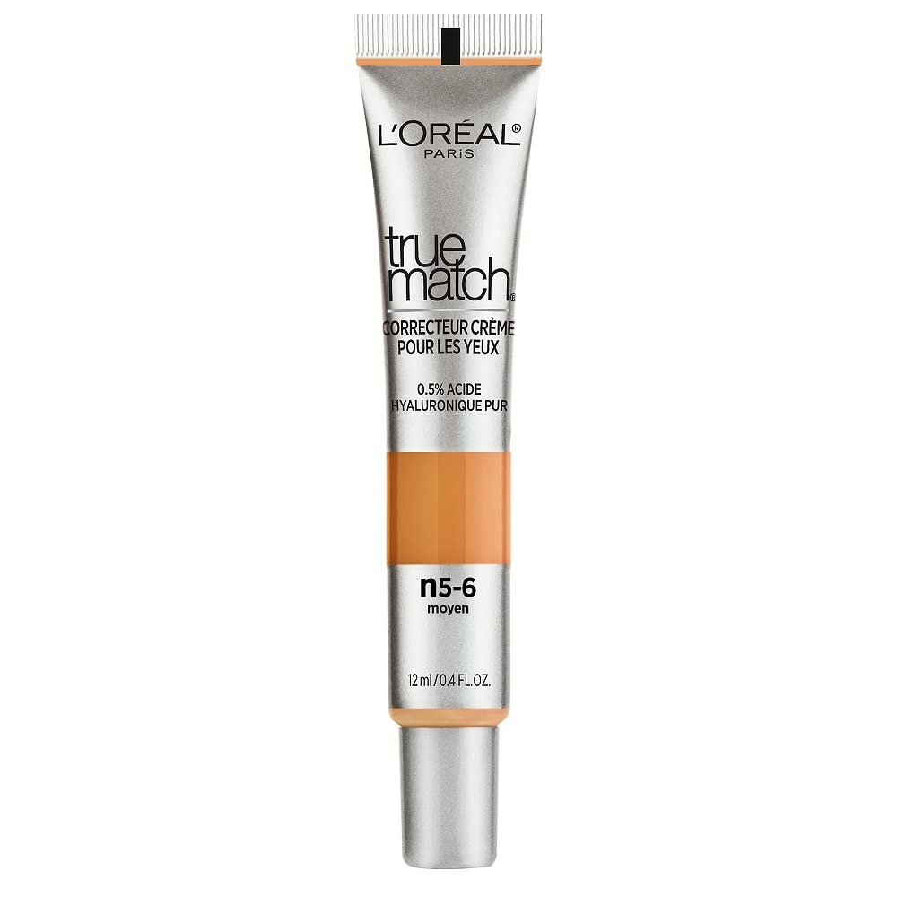 L’Oréal Paris True Match Eye Cream in a Concealer, 0.5% hyaluronic acid, Medium N5-6, 0.4 fl. oz.