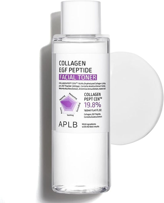 APLB Collagen EGF Peptide Facial Toner | Collagen PEPT CEN™ 19.8% 5.41 FL.OZ/Korean Skincare, Elasticity Care, Replenishing Moisture, Revitalize for Gentle and Improve Skin Texture