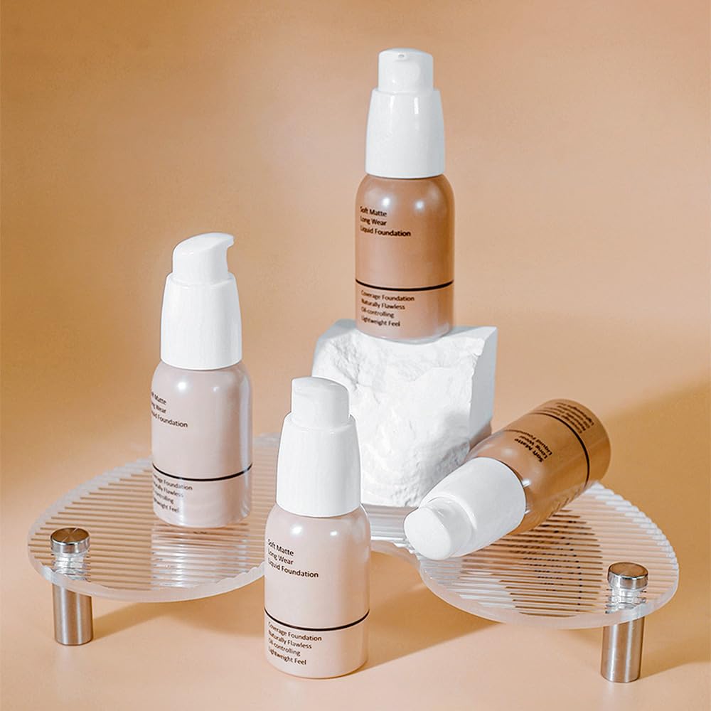 2Pcs Matte Liquid Full Coverage Foundation, Flawless Soft Matte 24HR Oil Control Full Coverage Foundation Makeup for Women, Long-Lasting Waterproof Full Coverage, 04#Warm Sun (04+04, Pack of 2)