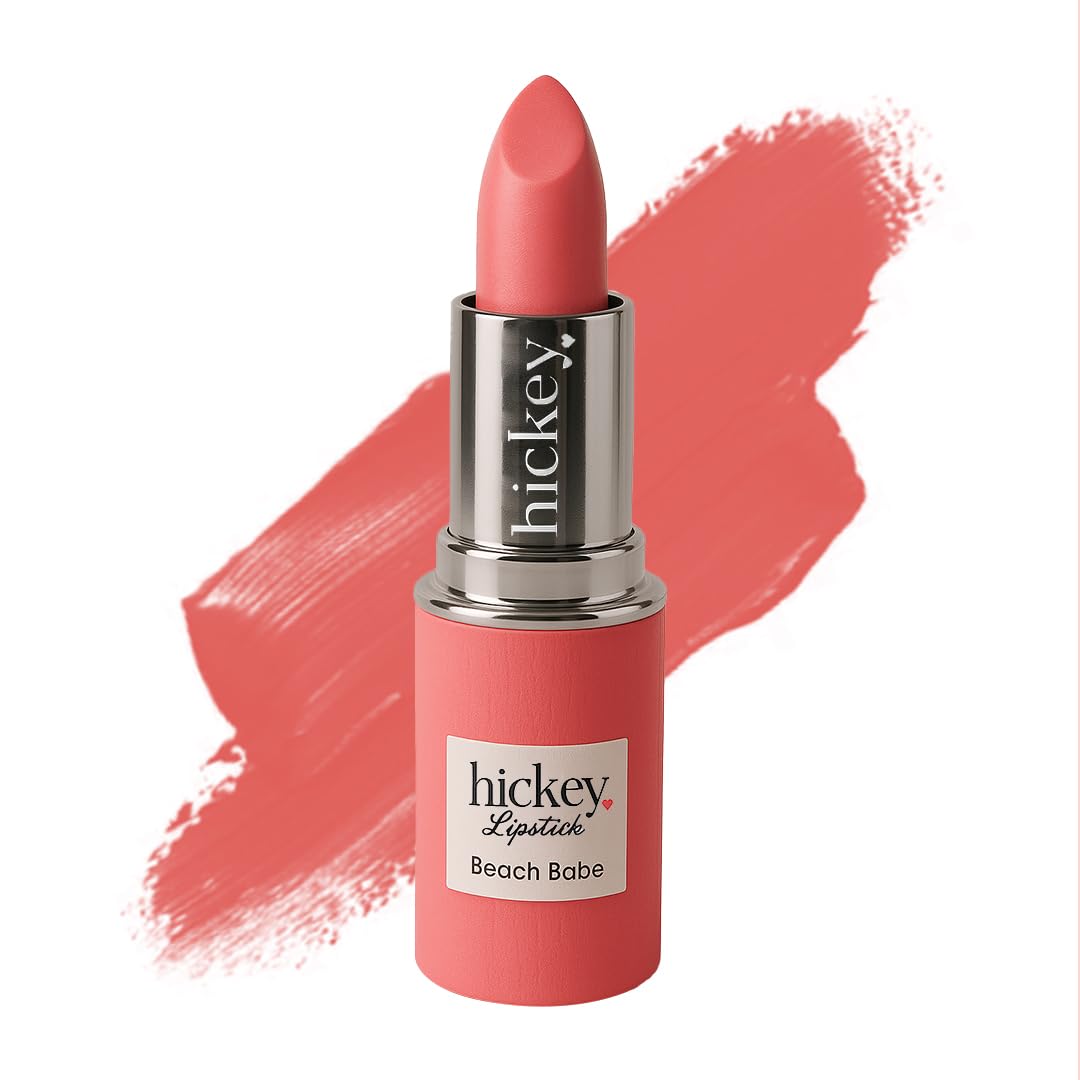 Hickey Lipstick for Women, Organic Beach Babe Coral Lipstick Refill - Hydrating & Moisturizing Long Lasting Lipstick - Vegan & Gluten-Free with Velvet Finish - Highly Pigmented, Smooth & Creamy Makeup