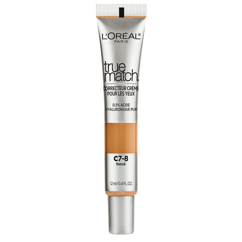 L’Oréal Paris True Match Eye Cream in a Concealer, 0.5% hyaluronic acid, Dark C7-8, 0.4 fl. oz. (Pack of 2)