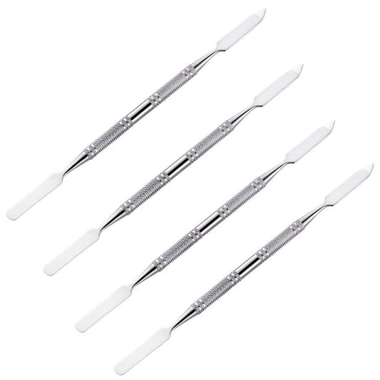 4 Pieces Makeup Spatula Cosmetics Mixing Spatula Stainless Steel Cosmetic Makeup Spatula Makeup Palette Spatula Tool Double Headed Makeup Stirring Spatula Makeup Accessories(150 mm, Silver)