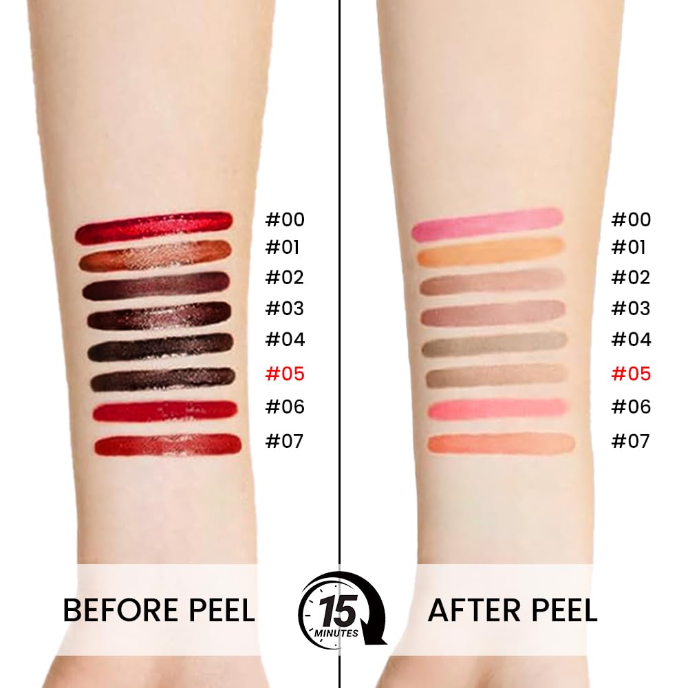 Matte Liquid Lip Stain Peel Off Lip Liner Tattoo - Dark Brown, Waterproof Smudge-Proof Lip Gloss, Long-Lasting Non-Stick Cup Formula, Natural Peel Off Design for All Skin Types 5