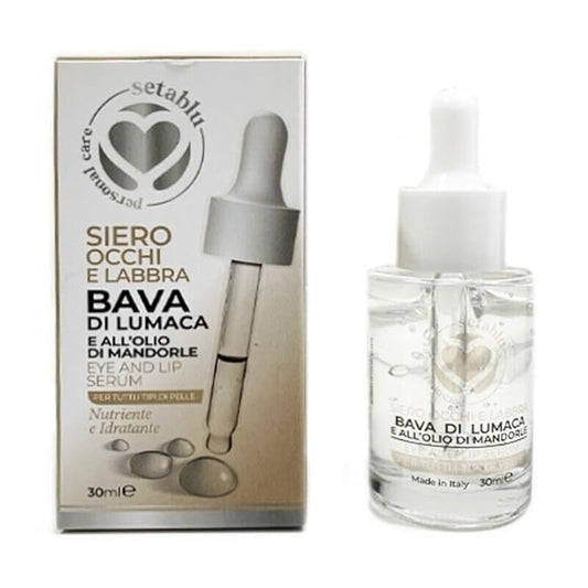 Siero Occhi e Labbra ala Bava di Lumaca e Olio di Mandorle with Snail Slime and Almond Oil for All Skin Types, 30 ml (Fl Oz 1.0) 1 unit - Made in Italy [italian import].