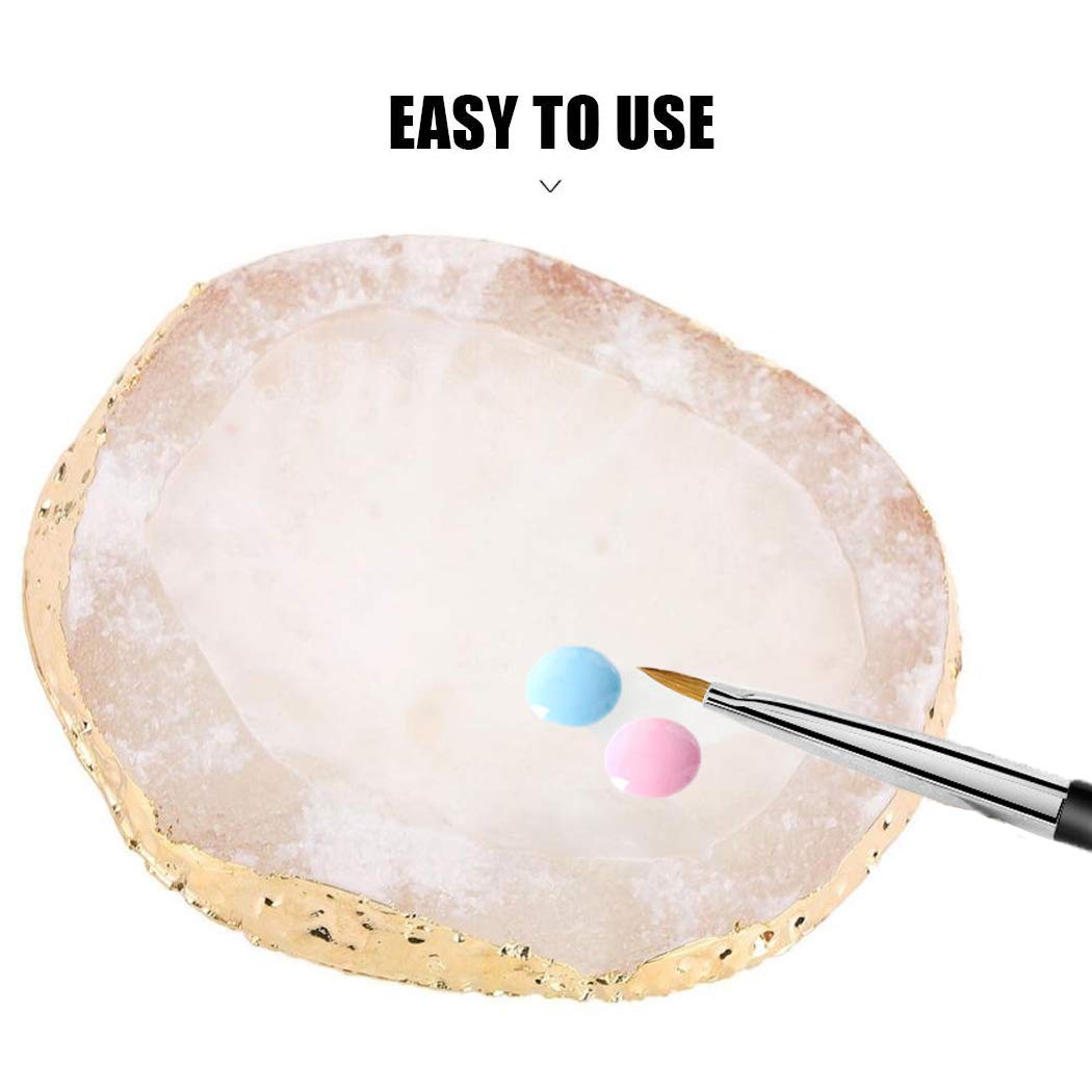 MISUD Resin Nail Art Palette, Nail Polish Drawing Color Dish Golden Edge Resin Stone Paint Drawing Color Dish Manicure Nail DIY Tool (White)