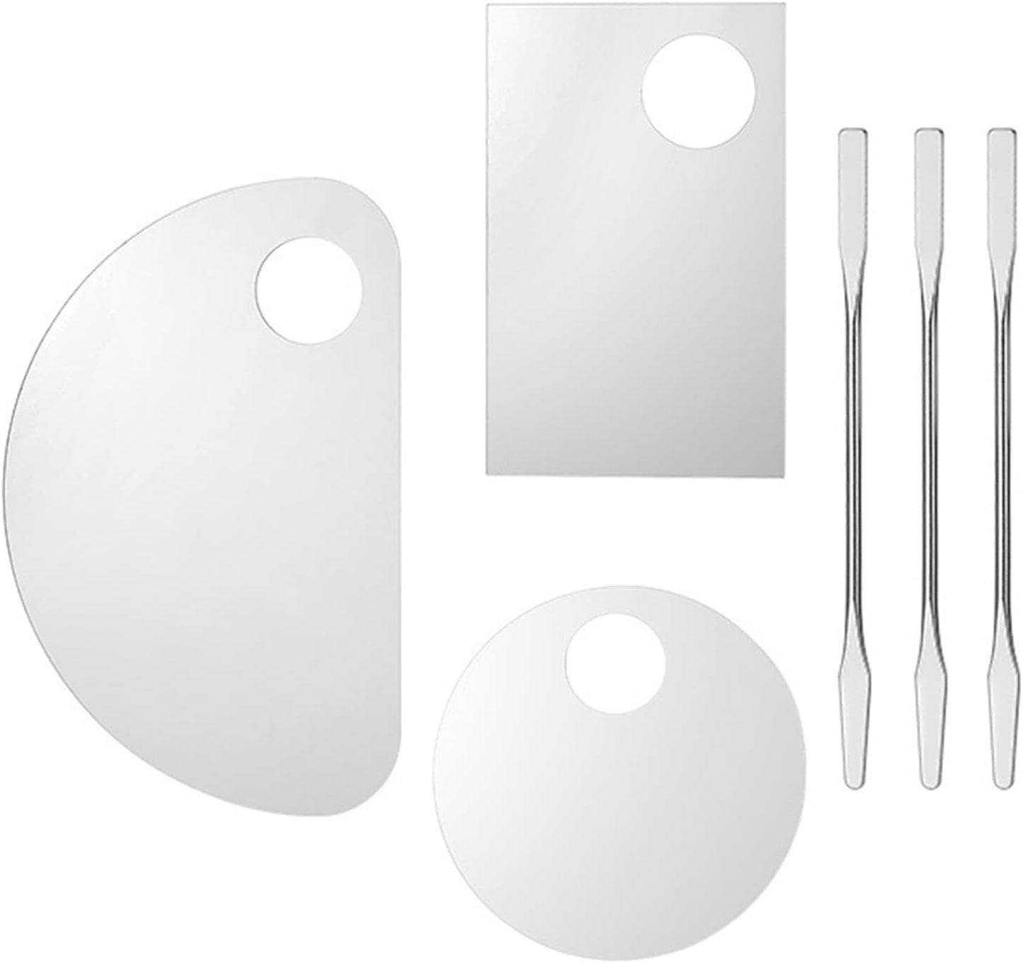 6 Pcs Makeup Mixing Palette Makeup Palette Tray Foundation Mixing Palette Acrylic Palette Foundation Palette Included Makeup Spatula Tool for Foundation Pigment Blending (White)