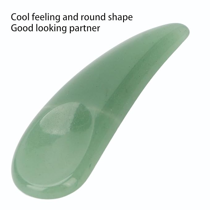 Spatula Scoop, Curved Cosmetic Spatula Scoop Mini Gua Sha Jadestone Curved Makeup Eye Cream Cosmetic Spatula Reduce Puffiness, Bags And Dark Circles Under the Eyes (Green)