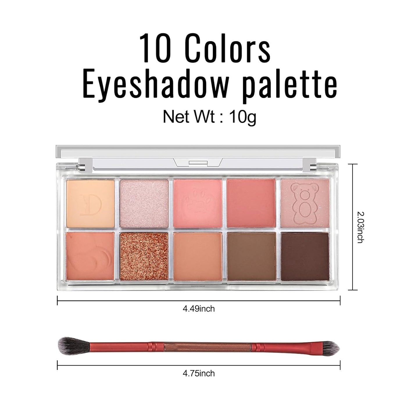 Erinde 10 Colors Eyeshadow Palette Makeup - Matte Shimmer Glitter Eye Shadow, Ultra-Blendable, High Pigmented, Naturing-Looking, Neutral Nude Eyeshadow Pallet with Professional Brush,17