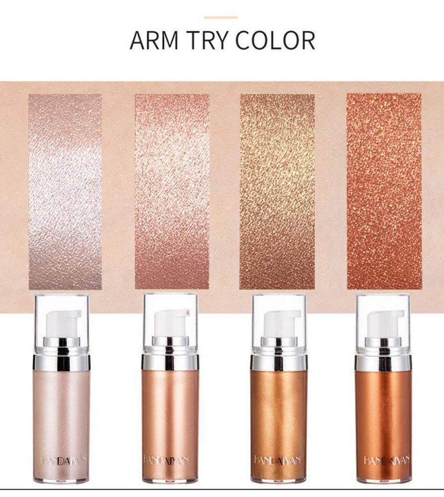 Body Face Luminizer Highlighter Cream Spray Liquid Bronzer Illuminator Glow Glistening Makeup Foundation Cheekbone & Blush Liquid Highlighter Smooth Shimmer Glow Makeup(#01 Pearl White)