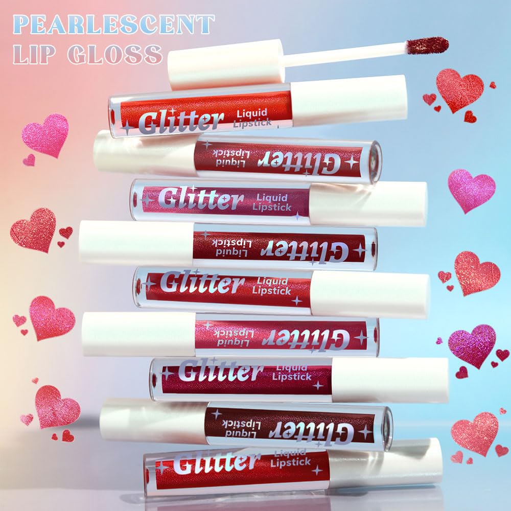 Plum Metallic Lipstick for Women,Lightweight Glitter Sparkling Liquid Lipsticks,Shimmer Lip Gloss Stain Long Lasting Waterproof Smudge Proof Non-Drying 24 Hour Full Coverage Lip Makeup,Vegan