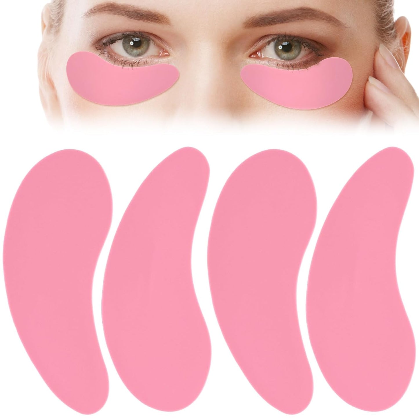 Under Eye Patches 2 Pairs, Silicone Reusable Eye Patches, Under Eye Mask for Skin Care Effect to Reduce Wrinkles and Fine Lines (Pink)