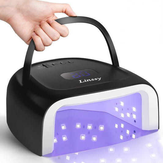 60W Rechargeable UV LED Nail Lamp, Faster Wireless Nail Dryer Gel Polish Light 42 Beads & Portable Handle, Professional Curing Lamp for Fingernail and Toenail (White)