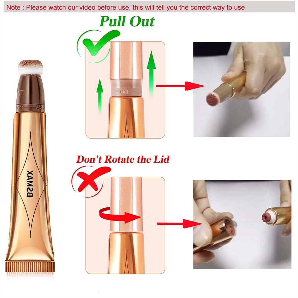 3 Pcs Liquid Contour Beauty Wand Set, Contour & Blush & Highlighter Stick with Cushion Applicator， Attached Easy to Blend, Long Lasting & Smooth Natural Matte Finish (01#03#04)