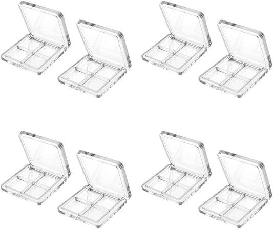 Beaupretty 8 Pieces Empty Eyeshadow Pallet 4 Grids Eye Shadow Lipstick Storage Case Box Clear Makeup DIY Cosmetic Organizer Container
