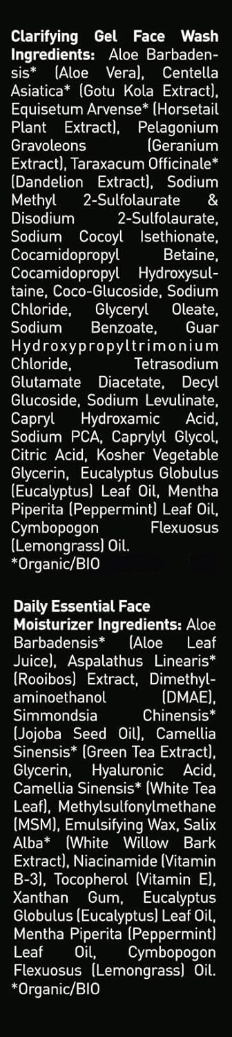 Brickell Men's Daily Essential Face Care Routine I, Gel Facial Cleanser Wash and Face Moisturizer Lotion, Natural and Organic, Unscented, Skincare Gift Set