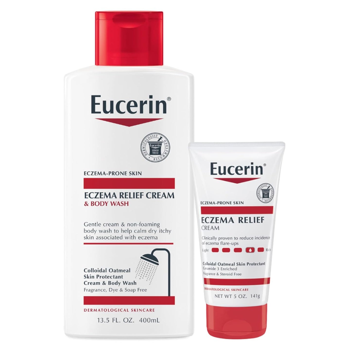 Eucerin Eczema Relief Cream and Body Wash (13.5 Fl Oz) + Eczema Relief Cream (5 Oz), Skin Care Set with Colloidal Oatmeal (Skin Protectant)