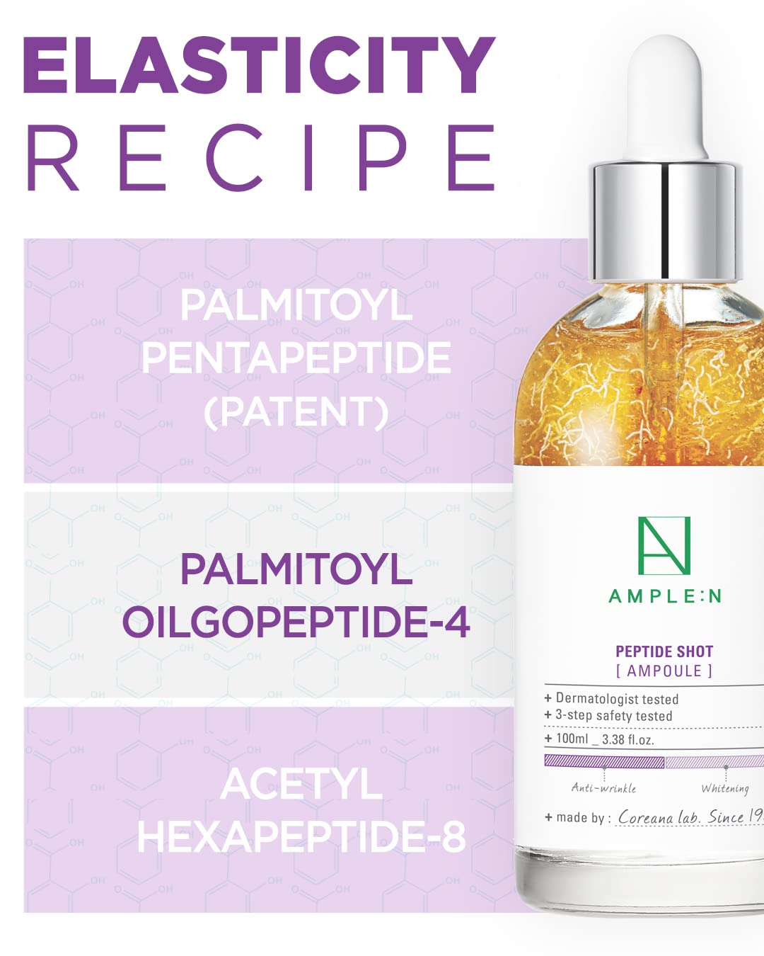 AMPLE:N Peptide Shot Ampoule - Anti-Aging Face Ampoule with Peptide Threads to Minimize Wrinkles and Improve Firmness - Peptide Serum to Lift Sagging Skin - Visibly Plump, 3.38 fl. oz.