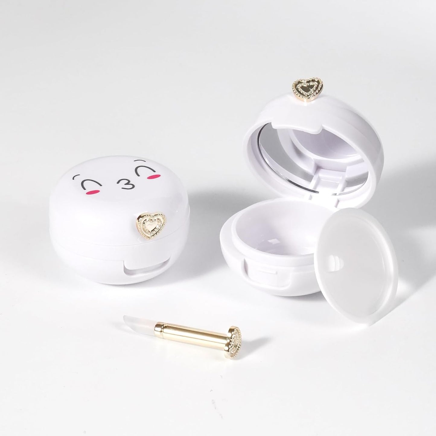 2 Pack Lip Balm Containers,Plastic Portable Empty Lip Balm Container with Mirror and Silicone Lip,Empty Lipstick Dispenser Box for Travel,Home