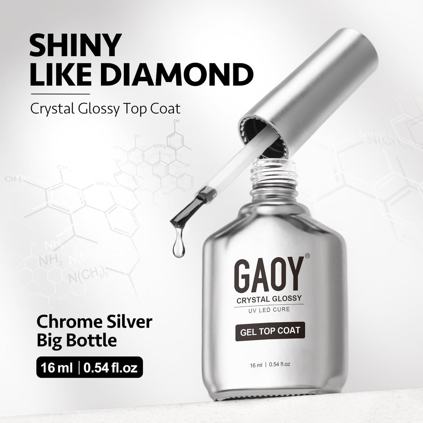 GAOY Crystal Glossy Gel Top and Base Coat Set, 16ml 2 Pcs High-Gloss Top Coat and No Wipe Foundation Combination for UV Light Gel Nail Polish