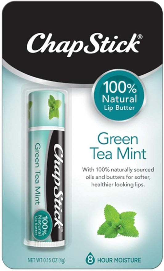 ChapStick 100% Natural Lip Butter, Green Tea Mint, 0.15 oz (Pack of 3)