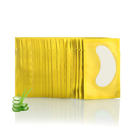 100 Pairs Set Under Eye Pads, Comfy and Cool Under Eye Patches Gel Pad for Eyelash Extensions Eye Mask Beauty Tool (Gold)