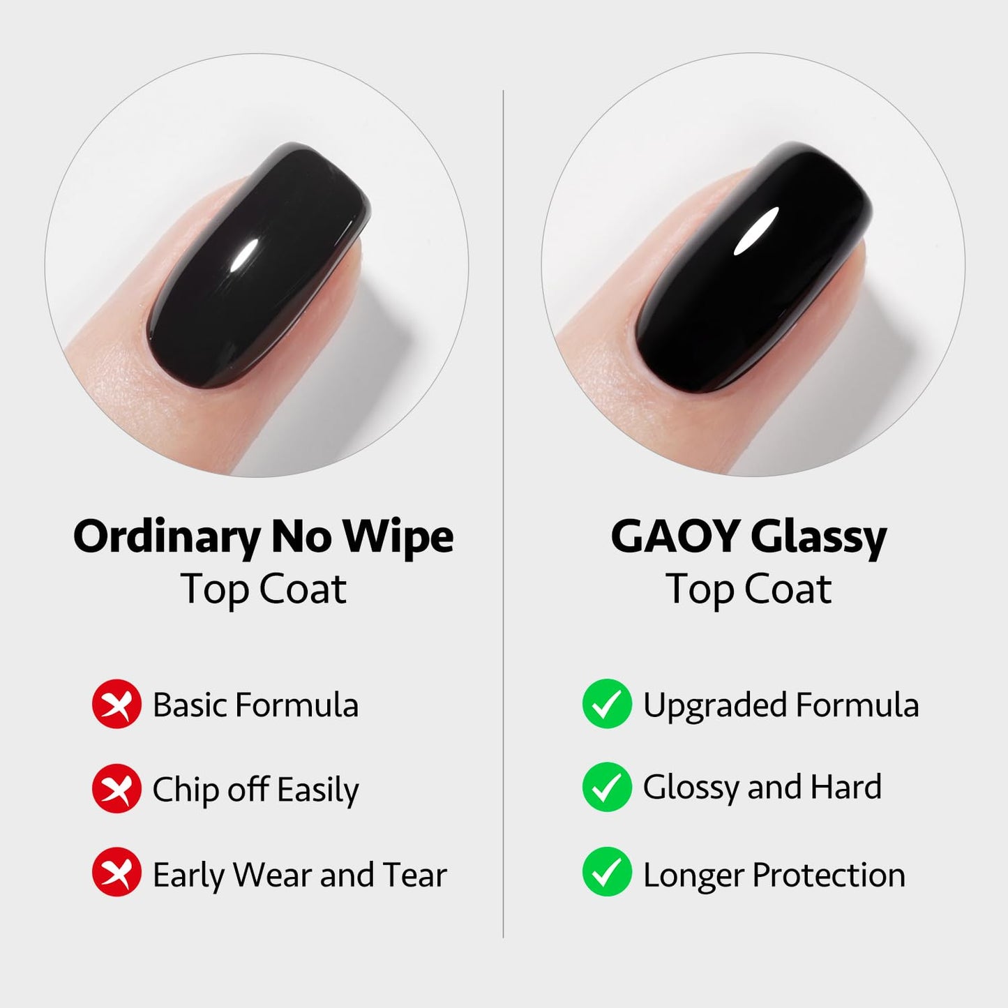 GAOY Gel Top Coat, Nail Strengthener and Base Coat Set, 3 Pcs 16ml Clear Glossy No Wipe Combination for UV Light Cure Gel Nail Polish