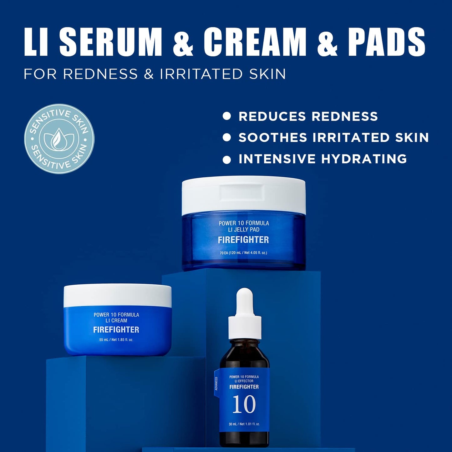It'S SKIN LI Calming Skincare Set - Soothing Toner Pads, Ampoule Serum, Moisture Cream – Redness & Acne Relief with Licorice Extract & Guaiazulene – for Clear Skin