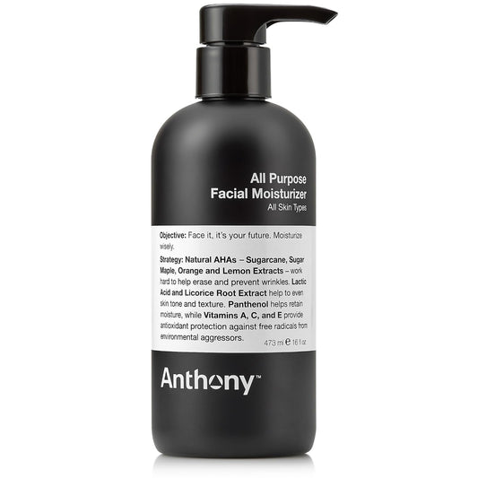 Anthony All-Purpose Facial Moisturizer – Men’s Hydrating Lotion for Dry Skin – Lightweight, Non-Comedogenic, Anti-Aging Formula – 16 Fl Oz